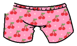 pink pajama shorts with a cherry pattern